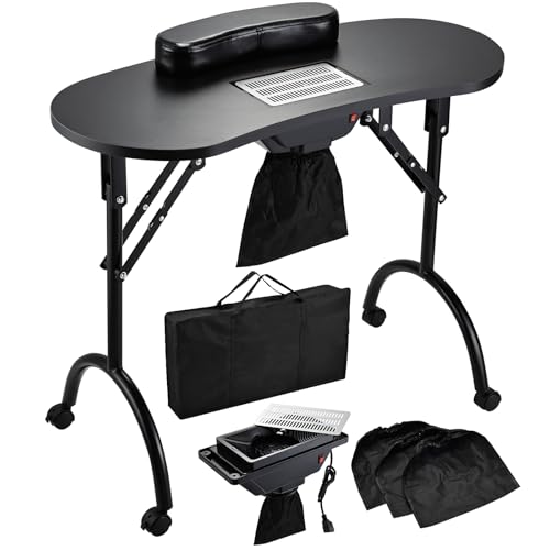 Faquenc Portable Nail Table with Dust Collector & Arm Rest