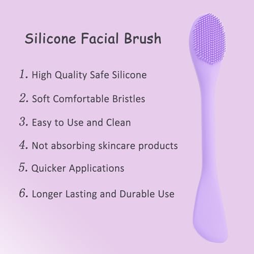 Double-End Silicone Face Mask Brush Set - Grey & Purple