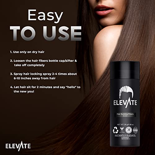 Elevate Black Hair Fibers - Instant Hair Thickener & Concealer 28g