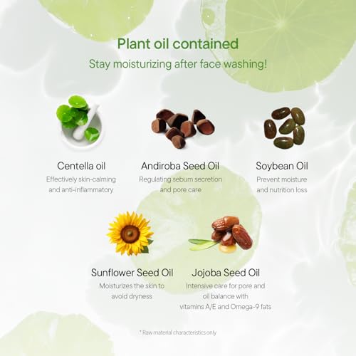 IUNIK Centella Asiatica Cleansing Oil - Pore & Sebum Control Oil Cleanser | Makeup & Sunscreen Remover for Women & Men Dry Oily Sensitive Acne-prone Skin Gentle Face & Body Wash Korean Skincare