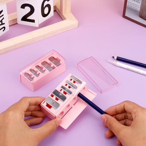 5-Hole Cosmetic Pencil Sharpeners with Cleaning Picks - 2 Pack
