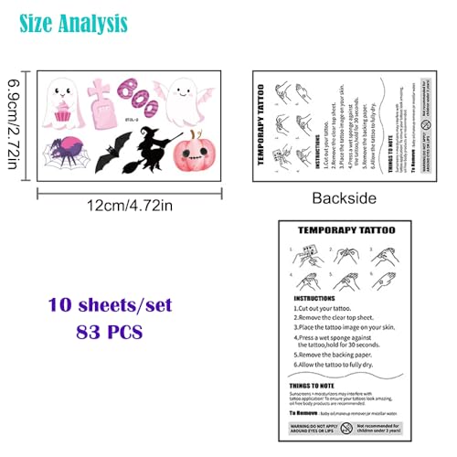 Halloween Temporary Tattoos 83 Designs Pink Stickers