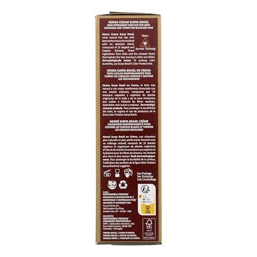 Surya Brasil Henna Cream - Golden Brown Semi-Permanent Hair Dye, 2.37 oz