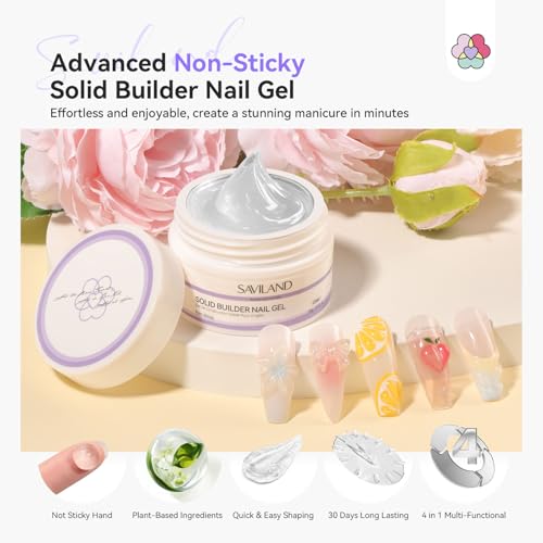 SAVILAND Solid Builder Nail Gel 15g Non-Sticky 3D Nail Art, Clear
