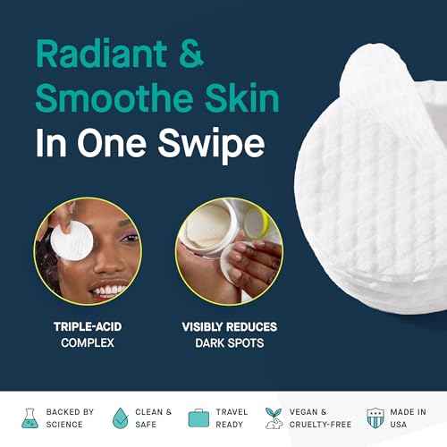 SLMD by Dr. Pimple Popper - AHA BHA Toner Pads Swipes, Salicylic Acid, Glycolic Acid & Lactic Acid - Daily Resurfacing Pads for Face & Body - Facial Exfoliating Resurface, Treat, and Prevent Acne