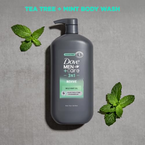 Dove Men+Care Body and Face Wash with Wild Mint Oil, Invigorating Revive 3N1 with 24-Hour Nourishing Micromoisture Technology, 30 oz 3 Count