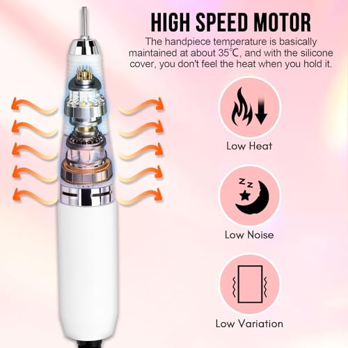 Makartt Cordless Nail Drill for Manicure & Pedicure - Portable Electric E-File, Pink
