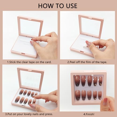 32 Pack Press On Nail Packaging Boxes - 3D Floating Storage and Display Box With 90pcs Double Sided Adhesive Tape for Nail Tech