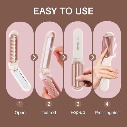 RHOS Folding Travel Hair Brush with Mirror