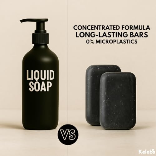 KELEBS Exfoliating Bar Soap for Men | Gentle Scrub Bar for Face & Body With Charcoal & Natural Ingredients | Plastic-Free | 2 Pack