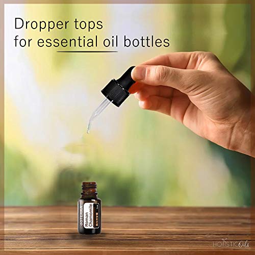 Small Essential Oil Dropper Tops ? 6?Pack Bent Glass & Rubber Bulbs ? Fits 5ml Bottles (Boston Round 18/415) ? Leak-Proof & Reusable ? Great for Thicker Oils & DIY Blends