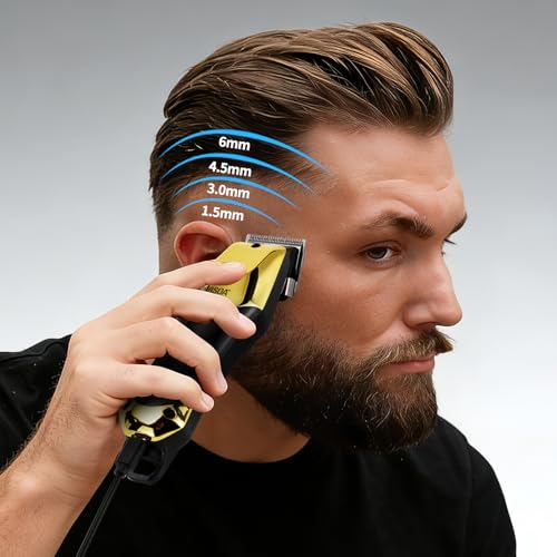 pebsoa¢ç Men's Professional Hair Clipper, Cordless Trimming Kit with Gradation Attachments, Razor & Nose Hair Trimmer 4-Piece ?All-in-One Salon & Home Grooming Set