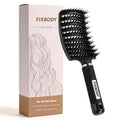 FIXBODY Mate Black Boar Bristle Curved Vent Hair Brush for All Hair Types