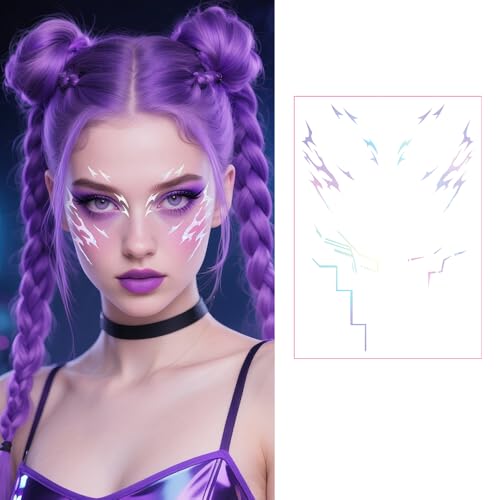 Purple Anime Temporary Tattoo – Waterproof Body Art (4 Pack)