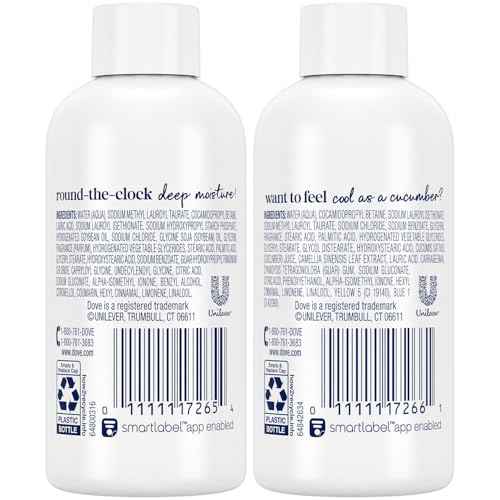 Dove Body Wash Travel Size Variety 6-Pack ? Refresh Cucumber & Green Tea + Deep Moisture, 24H Renewing Moisture for Soft Skin, 3 Oz Ea