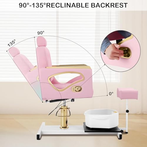 Pink Pedicure Chair with Foot Spa | No Plumbing
