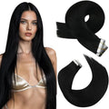 Moresoo Tape in Hair Extensions 18 Inch Remy Human Hair #1 Black 20pcs