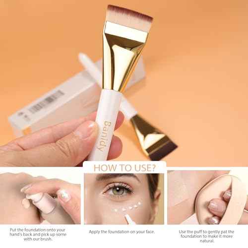 2pcs Flat Foundation Brush for Liquid Makeup,Ultra Thin Liquid Premium Makeup Face for Blending, Cream, Face Flat Makeup Tool