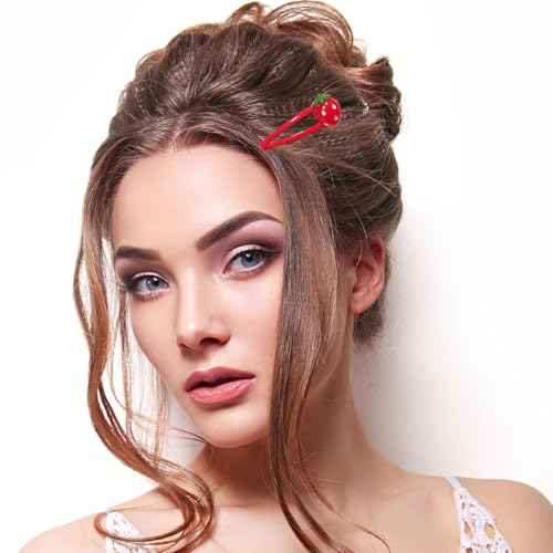 Strawberry Hair Clip - 4Pcs Red Metal Snap Fruit Hair Clips Hair Barrettes Cute Strawberry Hair Accessories for Girls Toddlers Kids and Teens Gifts
