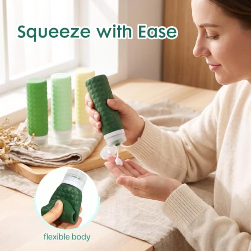 Firstfooby Jungle Travel Bottles Set - TSA Approved Leak-Proof Silicone Toiletry Containers with Clear Bag