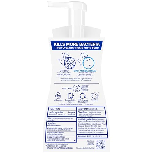 Dial Antibacterial Foaming Hand Soap with Aloe, 7.5 Fl Oz (Pack of 6)