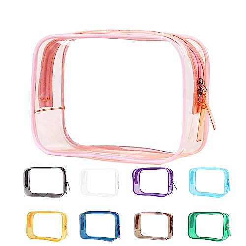 Small Clear Toiletry Bag - TSA Approved Travel Pouch for Women & Men - Pink