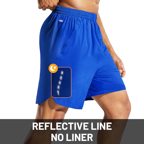 MIER Men's Running Shorts 7" Quick Dry Gym Athletic Workout Shorts with Zipper Pockets
