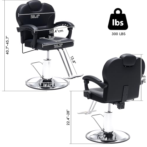 Barber Chair Heavy Duty Hydraulic Pump Salon Chair Black