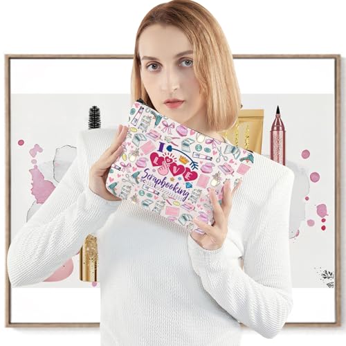 WZMPA Scrapbook Lover Cosmetic Makeup Bag Scrapbook Fan Gift I Love Scrapbooking Zipper Pouch Bag For Women Girls (Scrapbooking F)