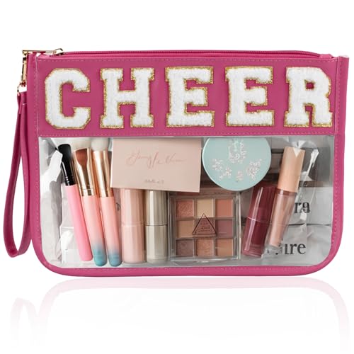 Cheer Chenille Makeup Bag with Patches | Waterproof Cosmetic Organizer