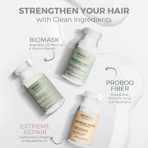Prohall Deep Conditioning Hair Mask Set for Damaged Hair - 3 Ampoules