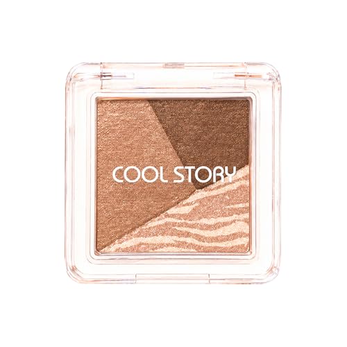 COOL STORY 3-Color Baked Eyeshadow Palette - Neutral Matte & Shimmer Shades for Travel & Daily Use