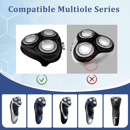 Replacement Heads for Phlips PT724 & More ? HQ8 Blades Compatible with PT720/721/722/723/725/726/728/729/730, AT830, AT811, Norelco Aquatec Shavers (1 Head-Black)