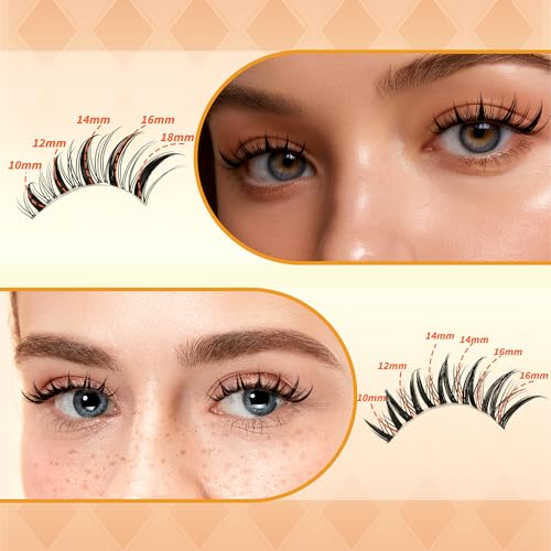 Wispy Lash Clusters Book, Doe-Eye Manga Clusters Fairy Natural Lashes 2 Styles Spiky DIY Individual Extensions Eyelash Kit 340Pcs Bulk Box CC Curl 10-18mm Mixed False Eyelashes