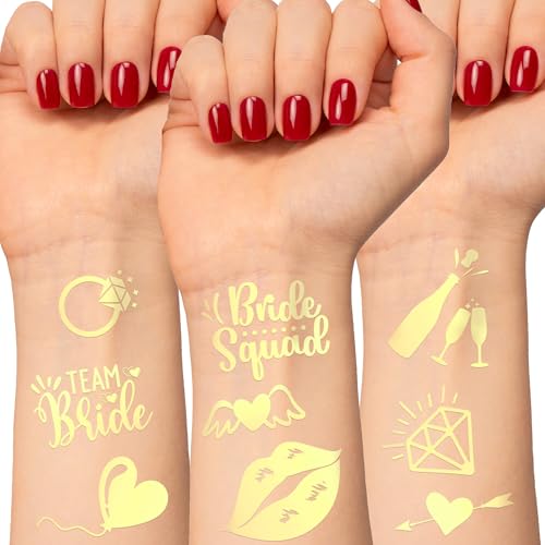 CORRURE Gold Temporary Tattoos - 38pcs Bachelorette Party Favors