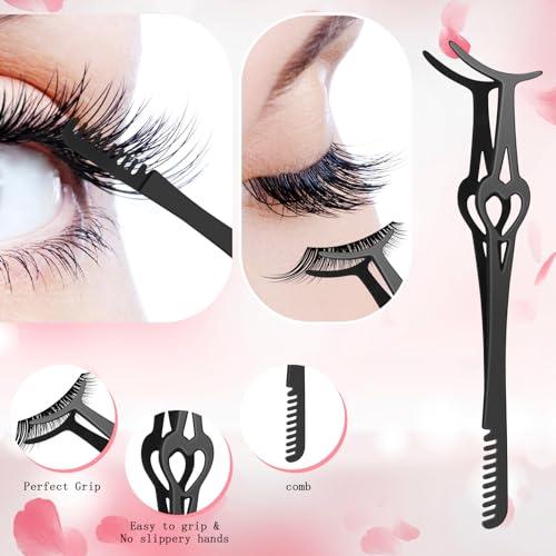 3-in-1 Eyelash Applicator Tool Set with Tweezers & Brush