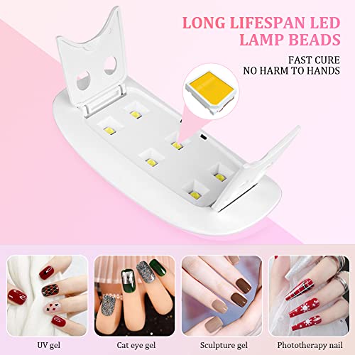 Pink URAQT Mini Gel Nail Lamp - Portable 6W UV LED Nail Dryer for All Gel Polish