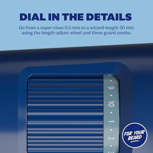 Dollar Shave Club Beard Trimmer with Adjustable Length Dial, Waterproof & Cordless