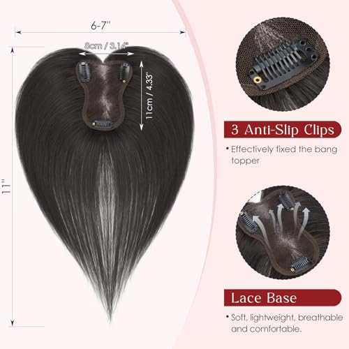 Human Hair Topper with Bangs for Thinning Hair | Clip-In