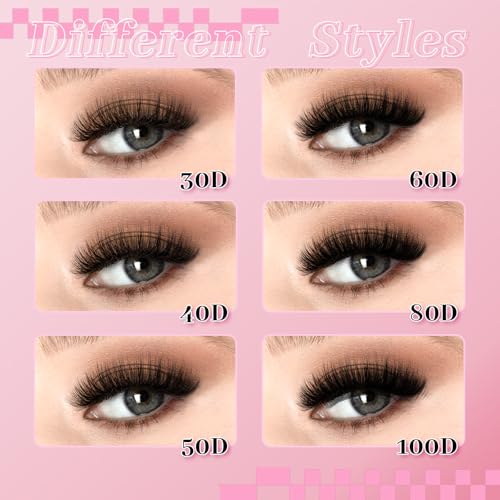 FADLASH Lash Clusters Kit Natural D Curl Eyelash Cluster Volume Lashes Extensions with Lash Bond and Seal Lash Tweezers for Beginners (30D+40D+50D+60D+80D+100D)