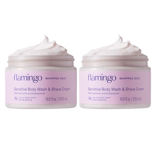 Flamingo Whipped Shave Cream & Body Wash Duo - 10.5 fl oz Pack of 2 for Sensitive Skin