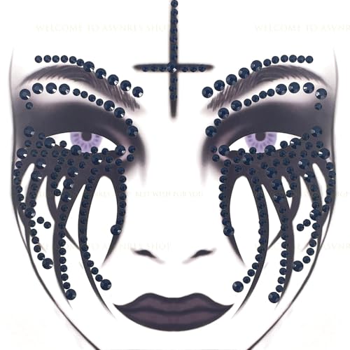 Halloween Nun Rhinestone Face Gems - Reusable Temporary Tattoo Stickers