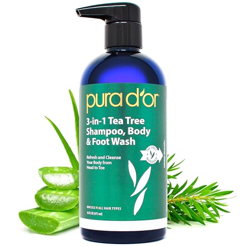 PURA D'OR Tea Tree 3-in-1 Wash - Hair, Body & Foot Care, 16 oz