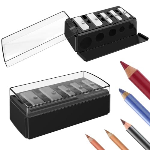 5-Hole Cosmetic Pencil Sharpener with Lid (2-Pack) - Eyeliner & Lip Liner Tool