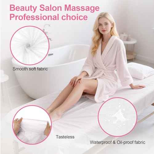 200 Piece Disposable Massage Table Sheets 31" x 71" - Non-Woven Fabric Bed Covers for Spa, Massage, Beauty & Tattoos - Breathable, Hygienic (White)