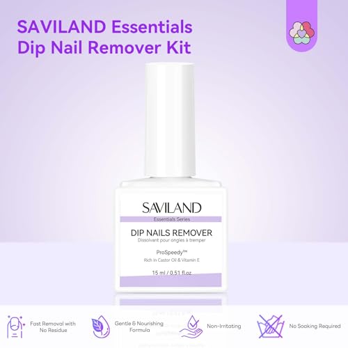 SAVILAND Dip Powder Remover Kit - Fast Nail Polish Removal with File (0.5 fl oz)