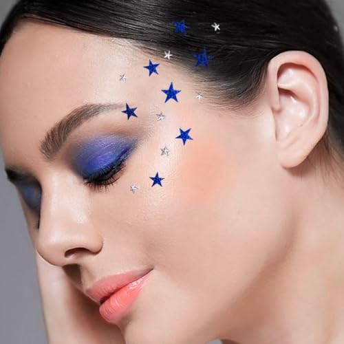 Star Face Stickers, Glitter Temporary Tattoos for 4th of July