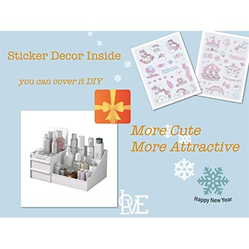 Simbuy Makeup Organizer With Drawers ?Bundle Countertop Organizer for Cosmetics, Vanity Holder for Lipstick, Brushes, Lotions, Eyeshadow, Nail Polish and Jewelry
