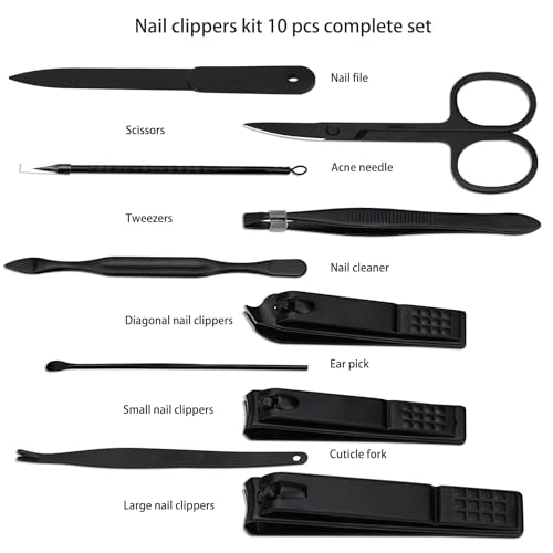 Professional 10-in-1 Stainless Steel Manicure Set with Travel Case