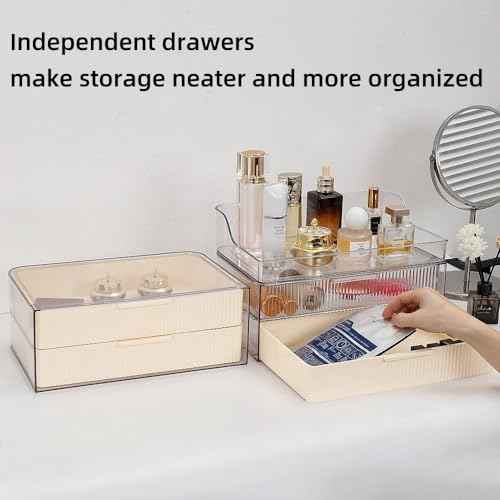 Makeup Organizer Countertop Large Cosmetic Display Cases Cosmetic Organizer Skin care Organizer, 2 Drawers